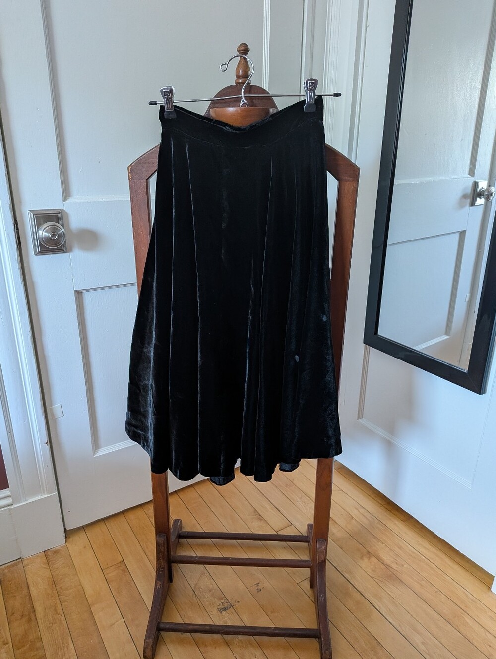 Classic Black Velvet Full-Circle Skirt, Handmade